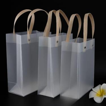 Imagem de Kit 12 Sacolas De Plástico Transparente Fosco Para Presentes Decoração Lembrancinha(Sacolas P - 13x15x7 cm)