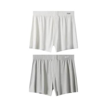 Imagem de Cuecas Boxer Masculinas De Tamanho Grande, Respiráveis, De Seda Gelada