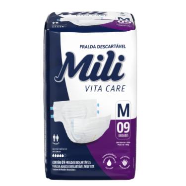 Imagem de Fralda Geriátrica Mili Vita Tamanho M  1 Pacote com 9 fraldas c/ Super Gel Absorvente