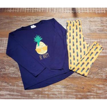 Imagem de Pijama infantil camiseta de manga comprida e calça legging estampada -