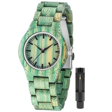 Imagem de Estojo de madeira para senhora Watch Tiong com alça ajustável verde