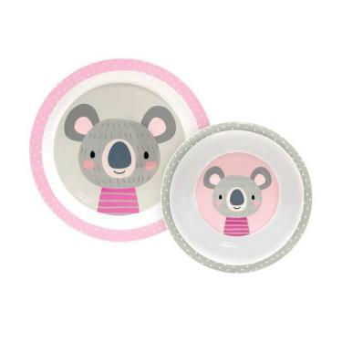 Imagem de Kit Alimentação Prato E Tigela Infantil Coala - Clingo Rosa