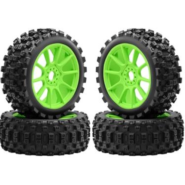 Imagem de 1/8 Typhon Off-Road Buggy Racing Tires and Wheels 17mm Hex RC Tyre with Foam Inserts for ARRMA 1/8 Typhon 3S/6S Losi 8IGHT HongNor FS Racing KYOSHO MP10 MP9 MP9e Neo HSP Hyper (4PCS/Set)-Green