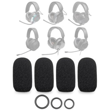 Imagem de Voarmaks Pacote com 4 capas de microfone Quantum Series com filtro pop para para-brisas compatíveis com JBL Quantum One, Q1, 100 200 300 350 360 400 600 610 800 810 910 Fone de ouvido para jogos + 12