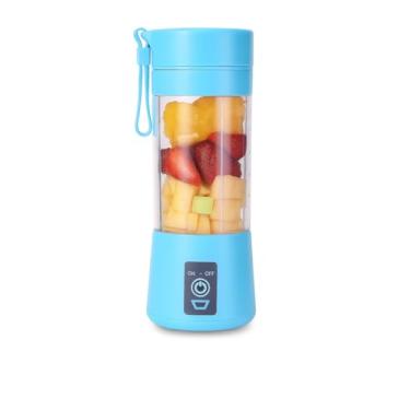 Imagem de Mini Liquidificador Portátil Blender Personal 6 Lâminas + Cabo USB - Shakeira Elétrica para Viagens, Academia e Smoothies(AZUL)