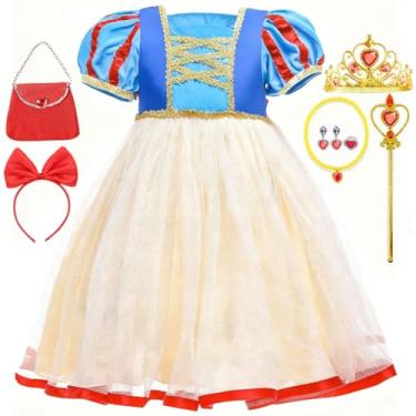 Imagem de ZaisuiFun Fantasia de princesa Branca de Neve para meninas, Carnaval, Natal, Halloween, fantasia extravagante, Branco, 2-3 Anos