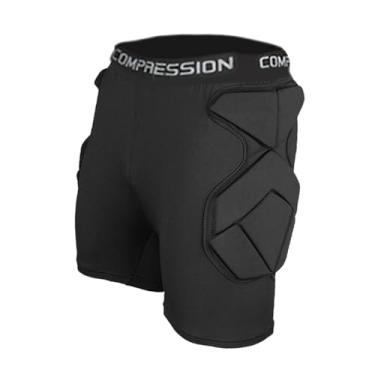 Imagem de KiBcsLic Shorts de proteção para goleiro de futebol, cintura flexível, espuma respirável, proteção contra impactos para esqui, skate, W Crotch Protector, M