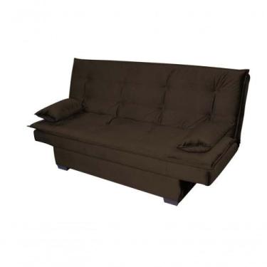 Imagem de Sofá Cama Casal Reclinável Esmeralda Veludo Marrom Escuro - MATRIX