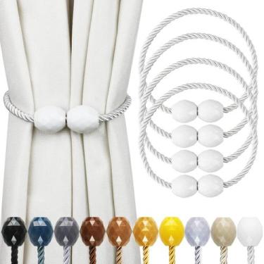 Imagem de Cortain Tiebacks Porlau Strong Magnetic White, pacote com 4