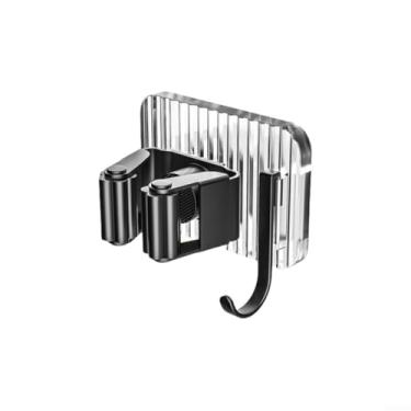 Imagem de Clipe de suporte de vassoura de esfregão montado na parede com ganchos para casa de banho cozinha armário garagem lavanderia armazenamento ferramenta cabide rack economia de espaço sem perfuração