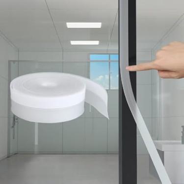 Imagem de Faixa de vedação de porta de decapagem climática de 5 m/4,9 m, fita de vedação inferior de porta para lacunas de janela de chuveiro de vidro da casa (25 mm, transparente)