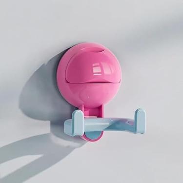 Imagem de Gancho dopaminérgico com ventosa de cabeça dupla, sem perfuração, para pendurar toalha, papel higiênico, cozinha, banheiro (rosa)