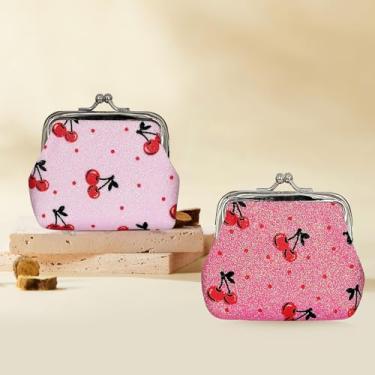 Imagem de 2 porta-moedas, bolsa feminina cintilante para moedas, mini bolsa de moedas para guardar moedas, recibo, Cereja