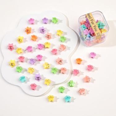Imagem de 40 peças de clipes de garra de cabelo para mulheres - Presilhas em forma de mini pentagrama, lindas garras coloridas para penteados grossos finos médios finos, acessórios de cabelo de plástico durável