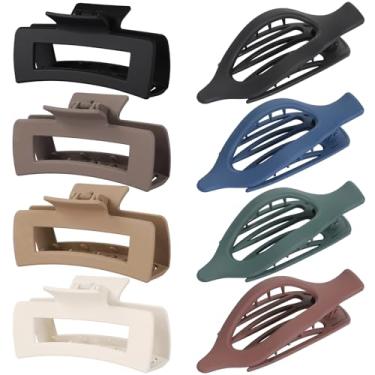 Imagem de Grampos de cabelo para mulheres 10 cm grandes grampos de garra de cabelo 8 peças clipes quadrados e grampos de cabelo planos para cabelo grosso ou fino presilhas de cabelo francês Concord acessórios