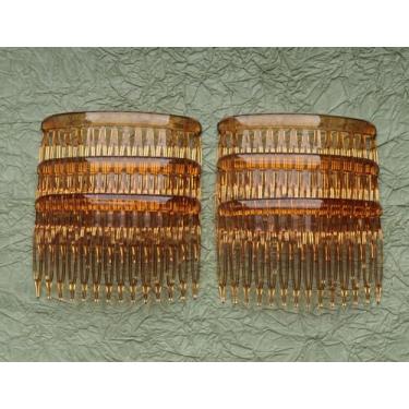Imagem de 6 peças de pente lateral de cabelo com 14 dentes 2,7 x 4,8 cm torcido francês estilo vintage grampos de cabelo acessórios para mulheres véu de noiva suprimentos de cabelo longo encaracolado fino (café