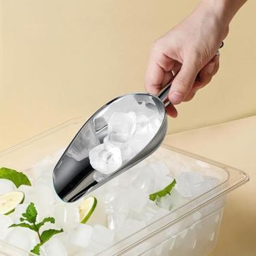 Imagem de Colher de gelo de metal 170 g, 1 pacote, colher de gelo de cozinha para máquina de gelo, colheres de comida pequenas para bar, festa, casamento, ração para cães, aço inoxidável (prata)
