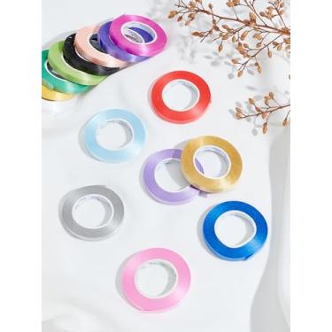 Imagem de 15 rolos de fita de plástico, cordas de balão de plástico brilhante, fitas metálicas para embrulho de presente para artesanato faça você mesmo, decoração de festa de aniversário de casamento, caixas