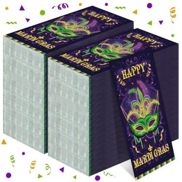 Imagem de Zhanmai 200 guardanapos de festa de carnaval descartáveis de 2 camadas de toalhas de mão de papel de baile de máscaras jantar coquetel bebida banheiro guardanapos decorativos de carnaval para