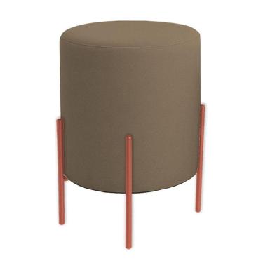 Imagem de Puff Orgânico Boucle Thor Com Pés De Ferro Rosê - 7 Decor Cappuccino