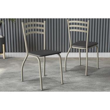 Imagem de Cadeira De Cozinha Portugal 2c007nk Aço Kit 2 Uni Niquel Courano Preto