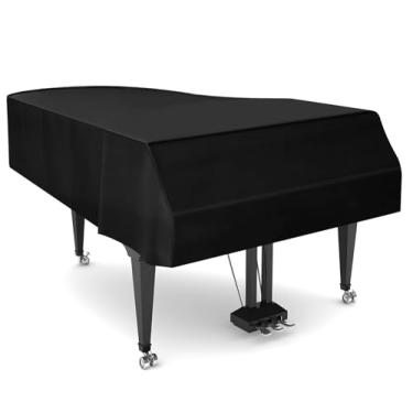 Imagem de TINDTOP Capa de piano de cauda, capa protetora de couro à prova de poeira para piano de bebê lavável com bordas macias decoradas em triângulo completo (couro, P - 160 cm)