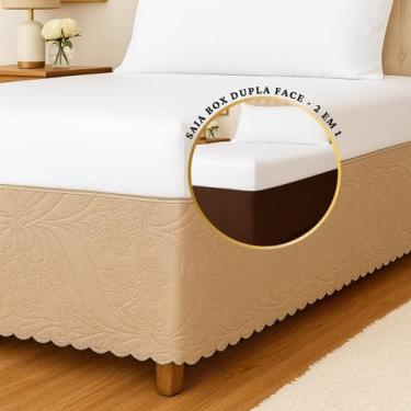 Imagem de Saia para Cama Box Casal Dupla Face Com Duplo Elástico Decoração Estil