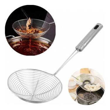 Imagem de 2X Escumadeira Fritura Aço Inox 16Cm Frita Pastel Ke Home Ta
