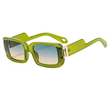 Imagem de HCPIHF Óculos de sol vintage estilo punk degradê masculino e feminino (verde-verde-marrom)