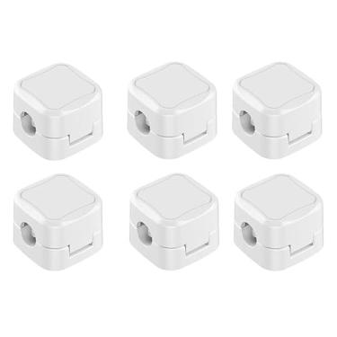 Imagem de 6 suportes de armazenamento de fio branco, gerenciamento magnético de grampo de cabo de mesa, suporte de cabo de carregamento oculto para celular, adequado para mesa de cabeceira, utensílios de