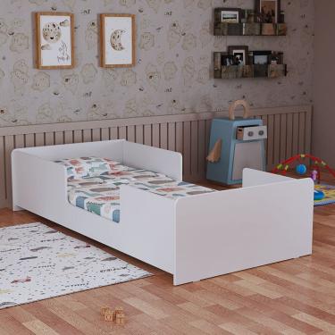 Imagem de Cama Solteiro Infantil Branca em MDF  Design Moderno e Seguro para Quarto de Criança