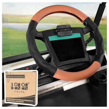 Imagem de 10L0L Capa de volante de carrinho de golfe para Yamaha, Club Car DS & Precedent, 35,5 cm preto marrom