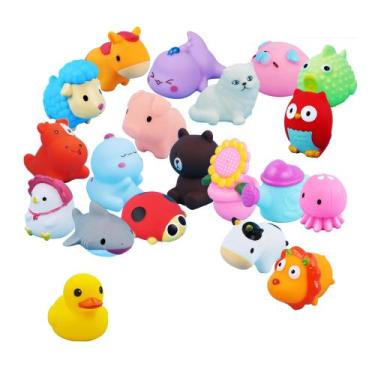 Imagem de Brinquedos de banho AMINFUN Rubber Duck Animal para bebês, pacote com 
