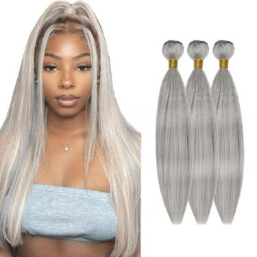 Imagem de Pacotes de cabelo HuxoWax Silver Grey/613 Straight 8A Brazilian