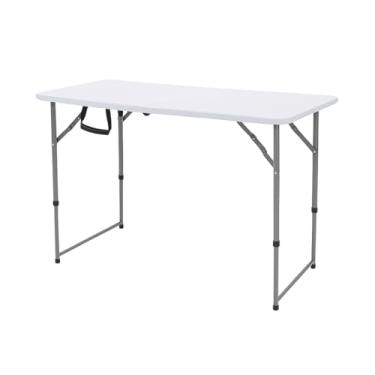 Imagem de Mesa Dobrável Multiuso Branca, Estrutura Metálica, 120 cm, Portátil, Para Escritório e Casa