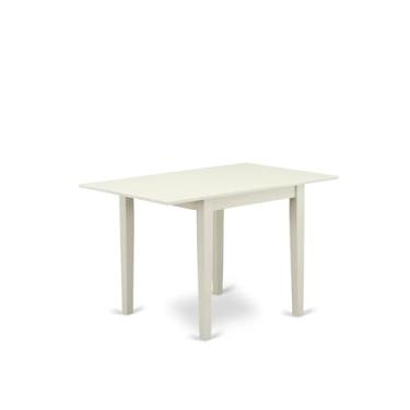 Imagem de East West Furniture Mesa retangular Norden 76 cm x 122 cm com 2 folhas em acabamento branco de linho, média