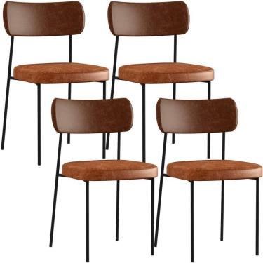 Imagem de Kit 04 Cadeira Para Sala De Jantar Melina L02 Marrom Camel