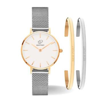 Imagem de Relógio Feminino Analógico Delicado Minimalista New Port 32mm + 2 Brac