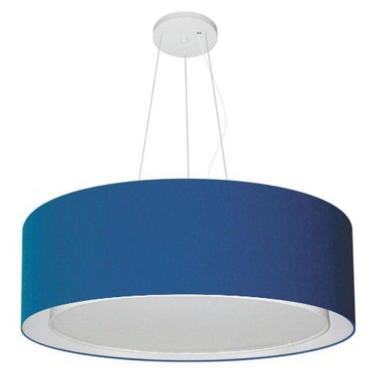 Imagem de Lustre Pendente Cilíndrico Duplo Vivare Md-4126 Cúpula Em Tecido 80x30cm - Bivolt Azul-marinho 127/220v