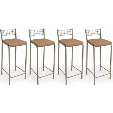 Imagem de Banqueta Gênova B705 Kit 4 Un Niquel/capuccino 31 - Kappesberg