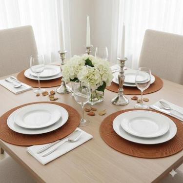 Imagem de Kit Jogo Americano Redondo Mesa Decorativo Jantar Descanso de Prato - 