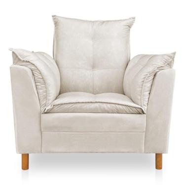 Imagem de Kit Poltrona Amamentação Sara E Puff Suede Bege Sky Mobile