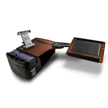 Imagem de AutoExec AE-RDBSLH-TAB-21M Reach Car Desk para sua estação de trabalho de veículo e escritório móvel, banco traseiro lado esquerdo, mogno com suporte para tablet
