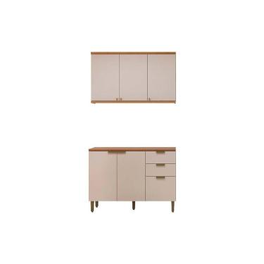 Imagem de Cozinha Modulada Completa Selene 2 Peças (1balcão+1aéreo) Cp20 Jequitiba-off White Fosco - Linea Brasil