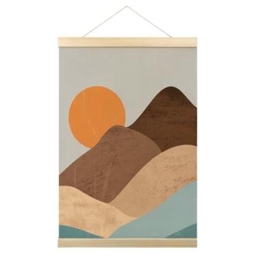 Imagem de Boho Sun Poster Hanger Frame, Sun Rising On The Horizon Poster Frames Arte em Tela Impressões de Arte de Parede, Escritório em Casa Quarto Sala de Estar Decoração de Parede