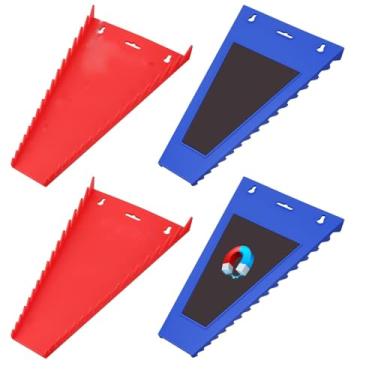 Imagem de SUGOOE Pacote com 4 organizadores de chaves magnéticas com 64 compartimentos, bandejas de ferramentas premium para caixa de ferramentas, baú de gaveta, montagem na parede, SAE (1/10.2 cm - 1-1/40.6 cm