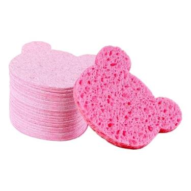 Imagem de MotiveTech 50 unidades de esponjas faciais compactadas, esponjas de limpeza facial profissionais, portáteis e práticas para lavar o rosto, Formato de Urso