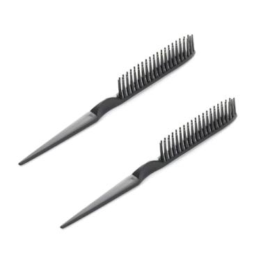 Imagem de Conjunto de pente de dentes finos de 2 peças - projetado com precisão para penteados e detalhes de cabelo (preto)