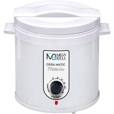Imagem de Mega Bell, Panela aquecedora de cera para depilação, Termocera, Cera-Matic Titânio Luxo, Sem refil, Bivolt, 1kg, Branco