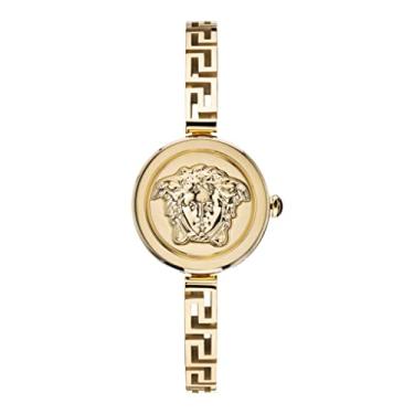 Imagem de Versace Relógio feminino de luxo Medusa Secret Collection com pulseira dourada e caixa com mostrador preto